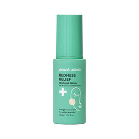 Peach Slices redness relief serum bottle showing calming action for irritated skin.
