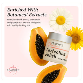 Peaches Skin Care Arnica Montana herbs emphasize natural soothing support for delicate skin.