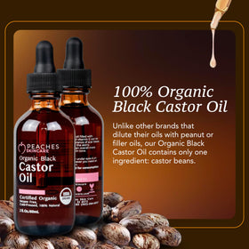 Peaches Skin Care cold-pressed oil pour emphasizes purity and routine use.