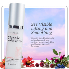 Peaches Skin Care daily moisturizer 1.7oz packaging ideal for travel