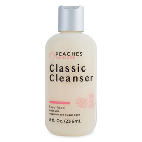 Peaches Skin Care Hydrating Cleanser bottle—gentle daily cleanser for all skin types.