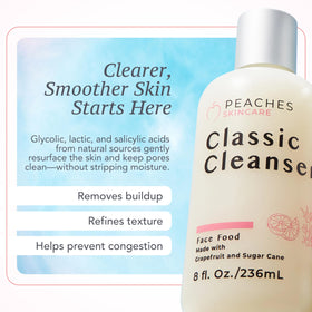 Peaches Skin Care Hydrating Cleanser grapefruit extract—brightening cleanse with natural acids for smoother skin.