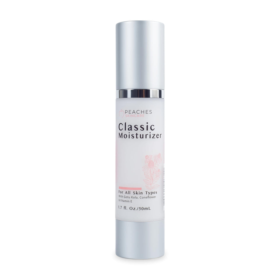 Peaches Skin Care hydrating moisturizer bottle pour for lasting daily moisture
