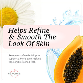 Peaches Skin Care lavender oil bottle highlights soothing scent and calming routine.