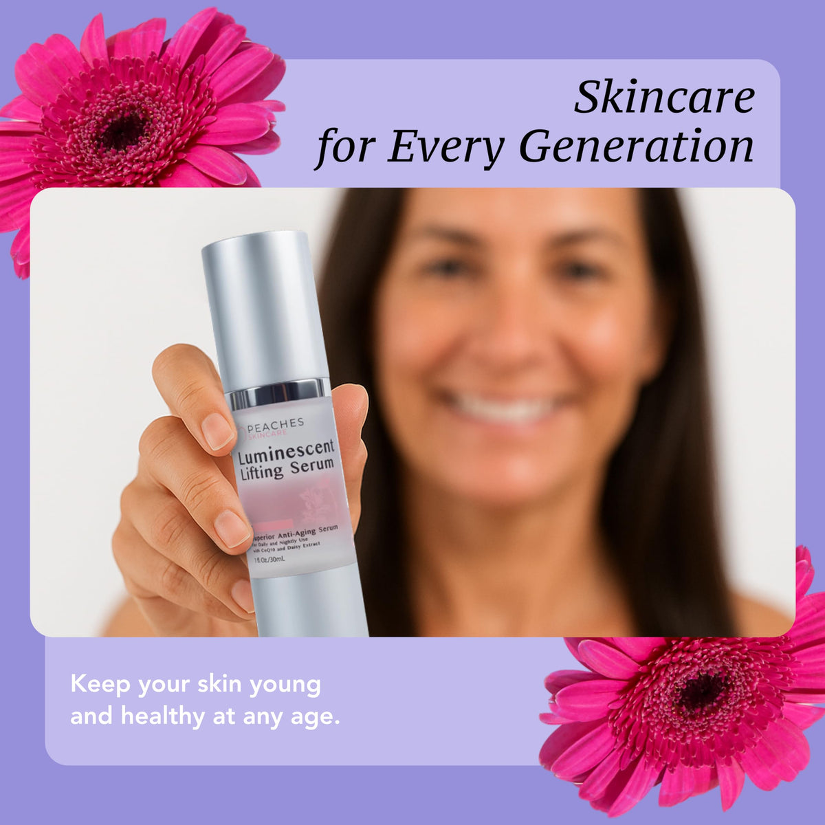 Peaches Skin Care Luminescent Lifting Serum licorice extract for balanced tone