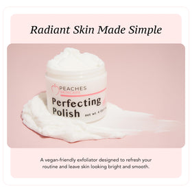Peaches Skin Care packaging 4oz jar displays travel-friendly size.