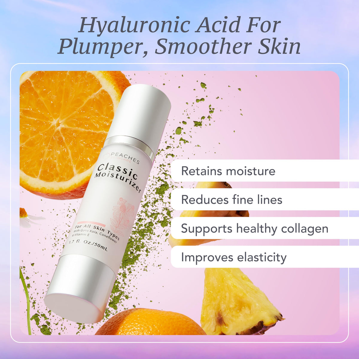 Peaches Skin Care pineapple extract swatch suggests brightening blend for even tone
