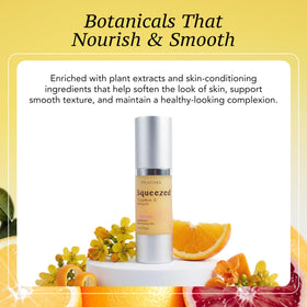 Peaches Skin Care Squeezed Vitamin C Serum being applied to the face in a gentle massage