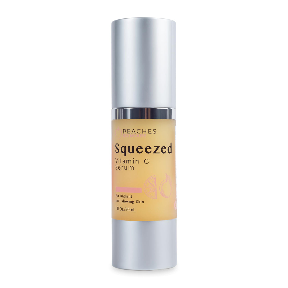 Peaches Skin Care Squeezed Vitamin C Serum bottle for easy daily use and lightweight hydration