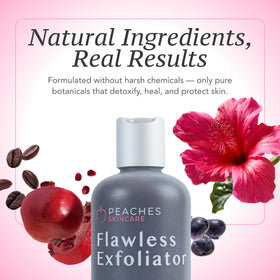 Peaches Skin Care vegan face exfoliator scrub hibiscus for improved moisture and clarity.