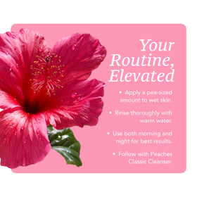 Peaches Skin Care vegan face exfoliator scrub with pomegranate for pore clarity.