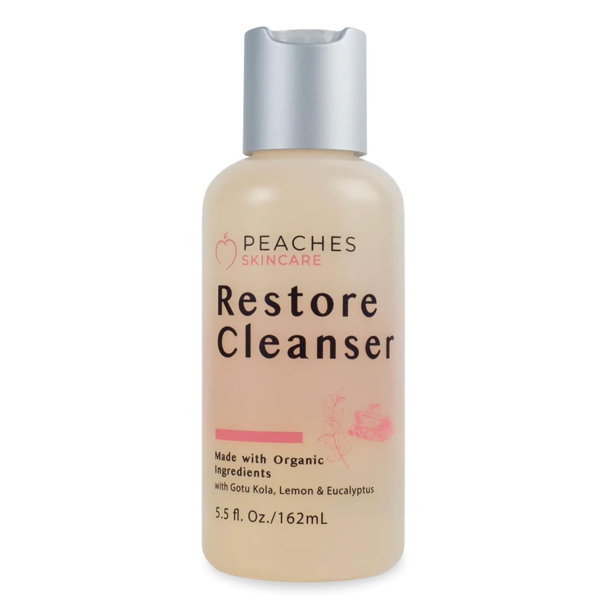 Peaches Skincare post-workout face wash bottle for quick refreshing cleanse