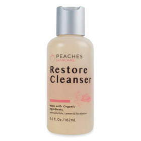 Peaches Skincare post-workout face wash bottle for quick refreshing cleanse
