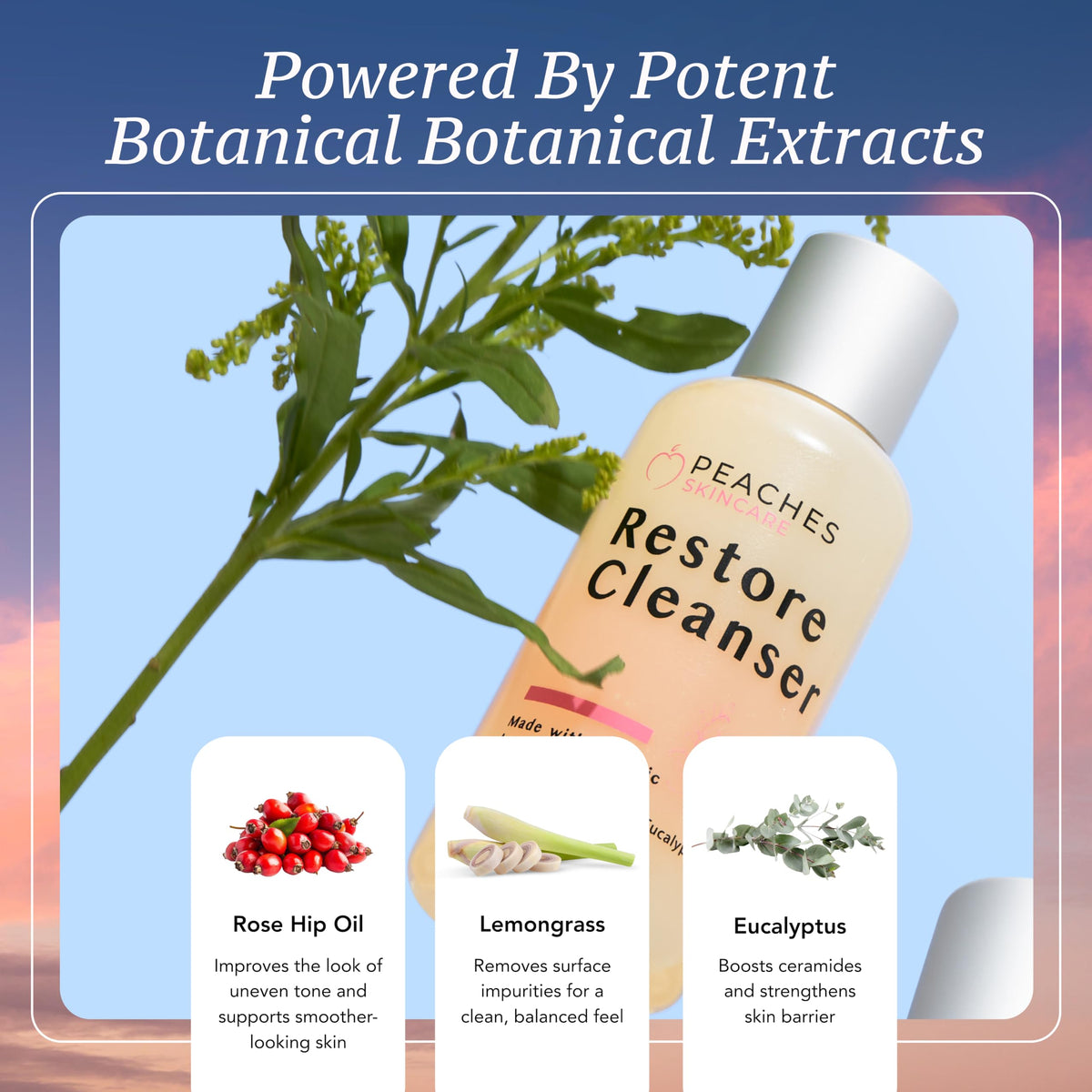 Lemongrass and eucalyptus provide a refreshing aroma during cleansing