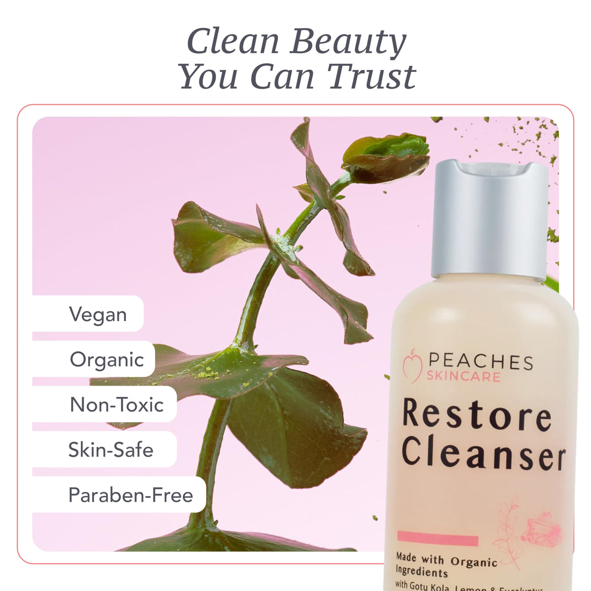 Rose hip oil in Peaches Skincare wash leaves a soft after-feel