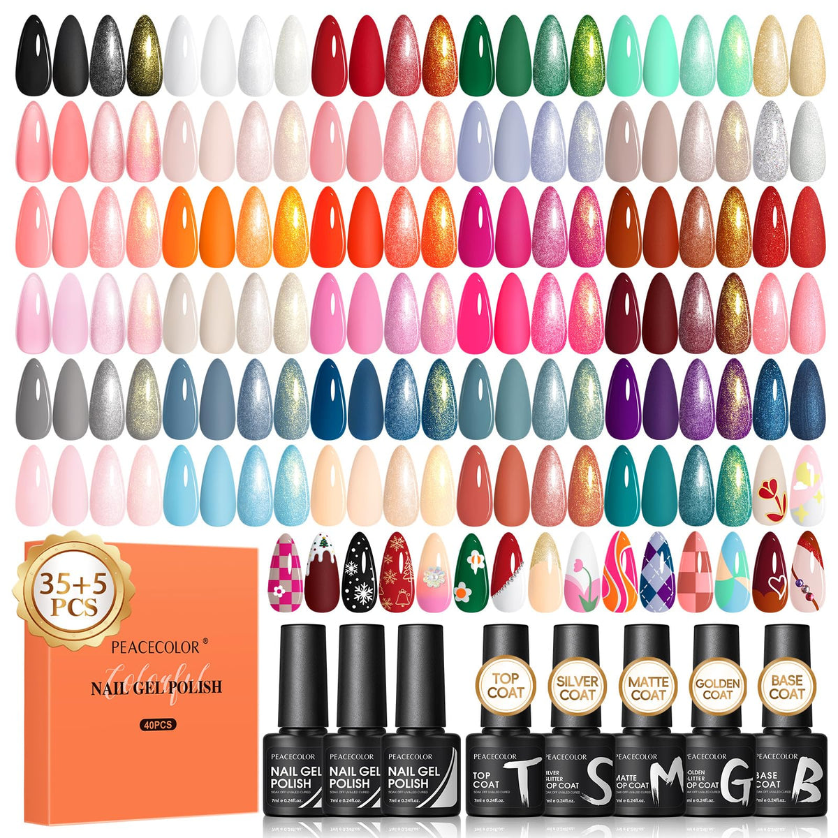 PEACECOLOR swatch bundle displaying 35 spring/summer colors for selection