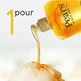 Morning routine with Pears Original Body Wash and a pump bottle on the sink.