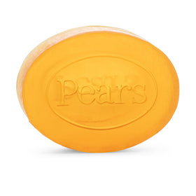 Pears translucent amber soap shows moisturizing lather for hands, body, and face.