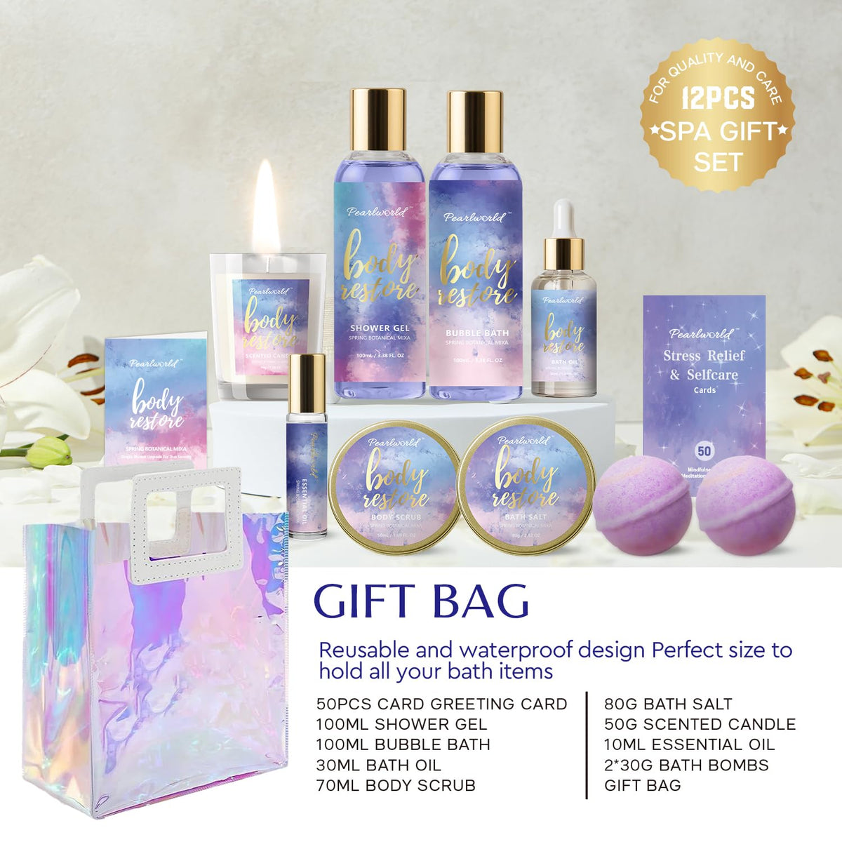 PEARLWORLD shower gel bottle with luxurious scent for refreshing daily showers