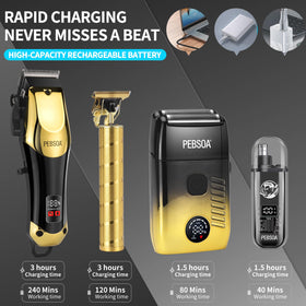 pebsoa professional clipper with multiple combs for versatile home cuts
