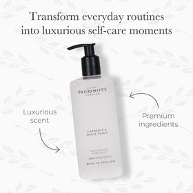 Gardenia and White Peach fragrance fills the air during hand washing.