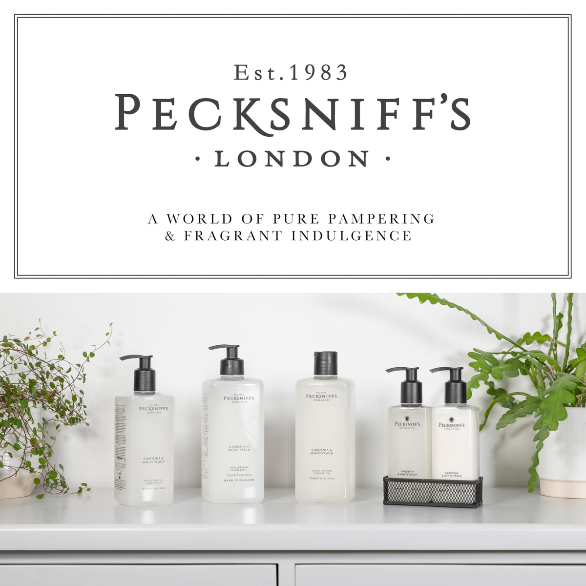 Warm lighting highlights the Gardenia and White Peach appeal.