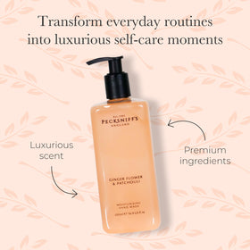 Pecksniff's Ginger Flower and Patchouli label close-up showing premium design