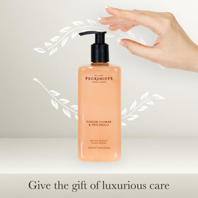 Pecksniff's hand wash label design close-up highlighting premium styling