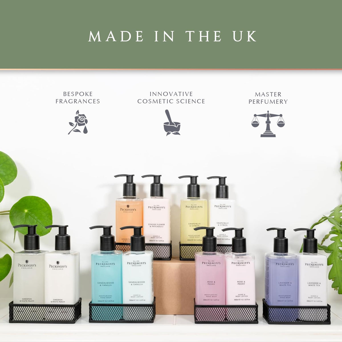 Pecksniff's Set on bathroom countertop elevates daily routines.