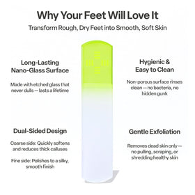 Pedestrian Project nano glass foot file with fine side for gentle polishing.
