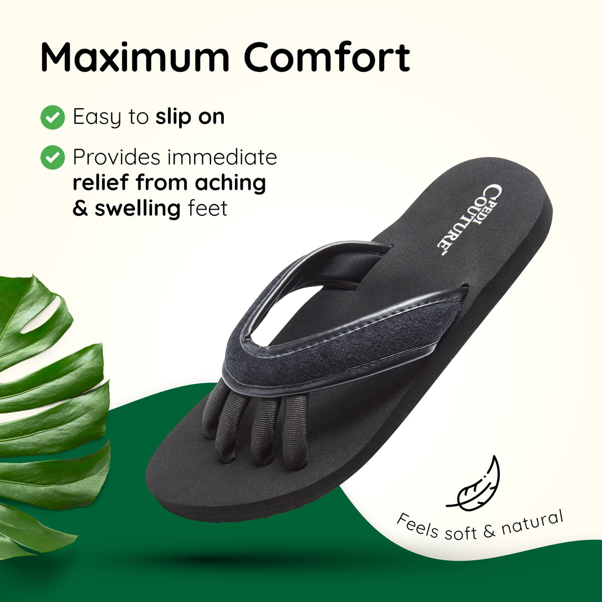 Pedi Couture toe separator design keeps toes aligned and comfortable