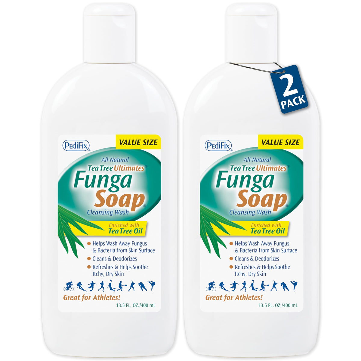 Pedifix FungaSoap bottle with pour spout for quick, convenient cleansing.