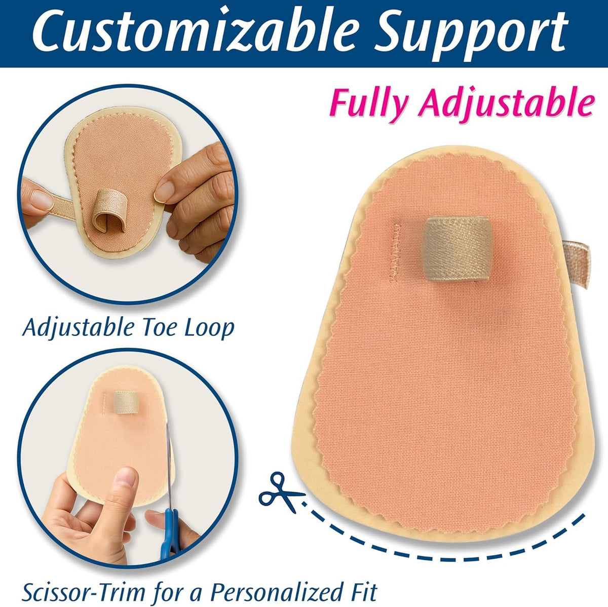 Pedifix Toe Straightener slip-loop design supports toe alignment during wear.