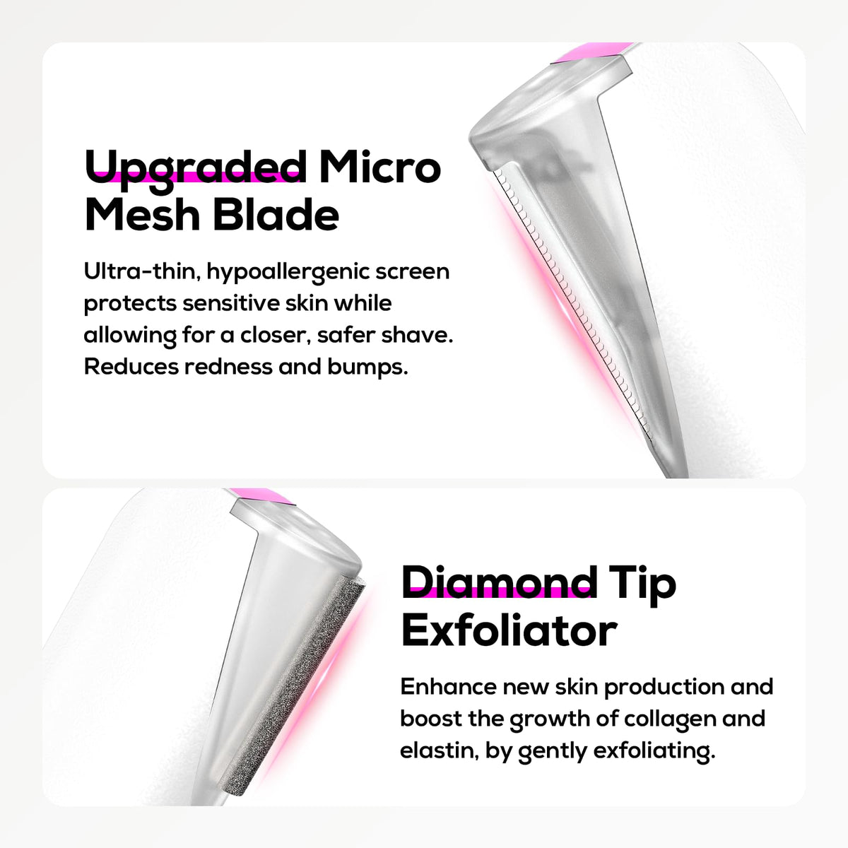 PEDOOD Sonic Dermaplane Razor on 3-speed dial adapts to skin type.