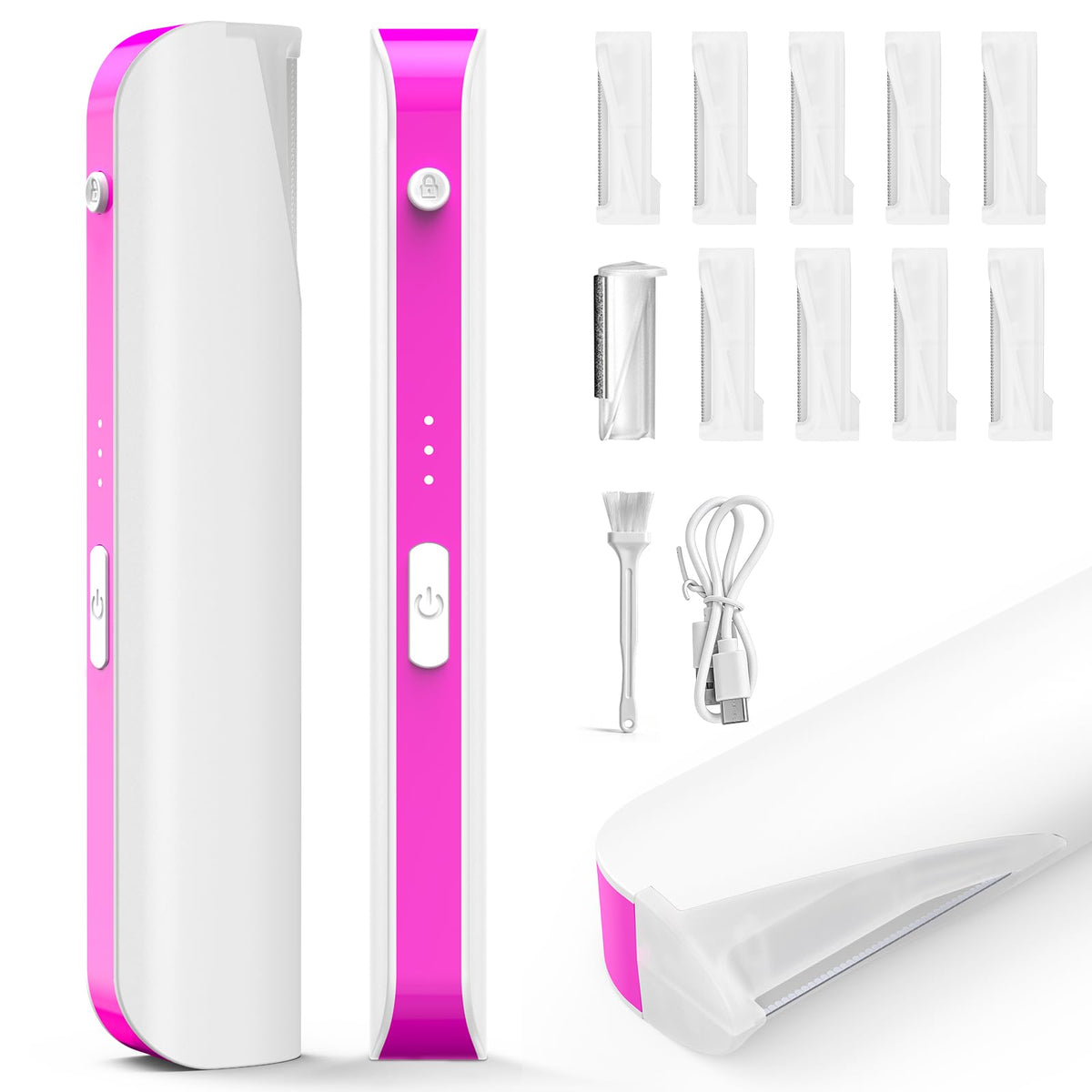 PEDOOD Sonic Dermaplane Razor front view shows compact design for comfortable at-home use.