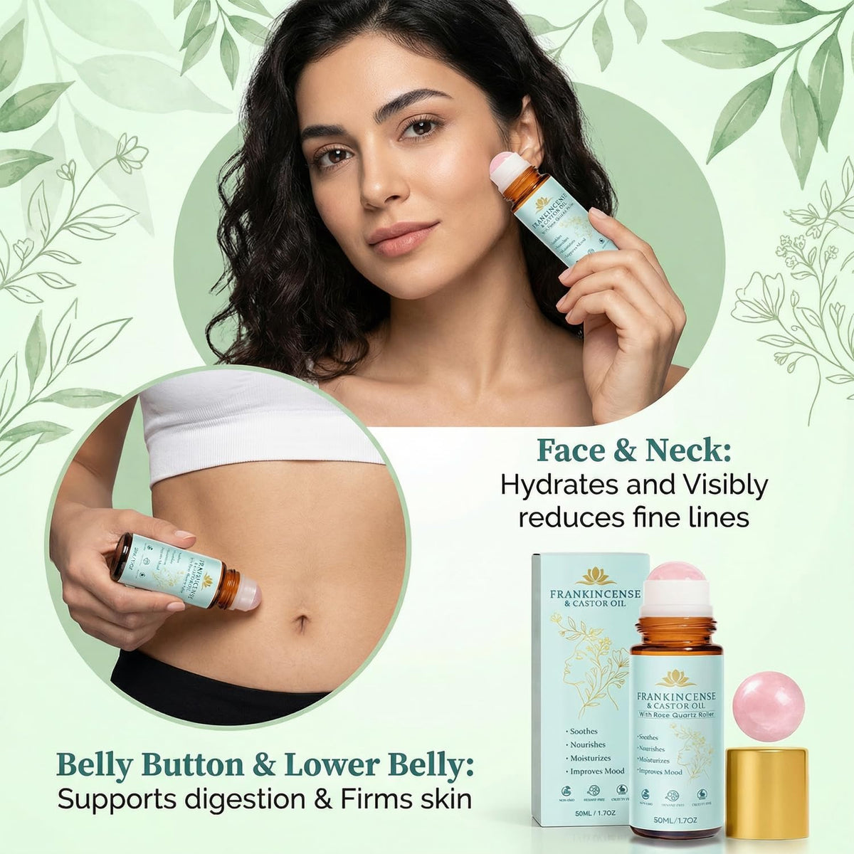 Peehss decolletage roll-on providing hydration to chest area