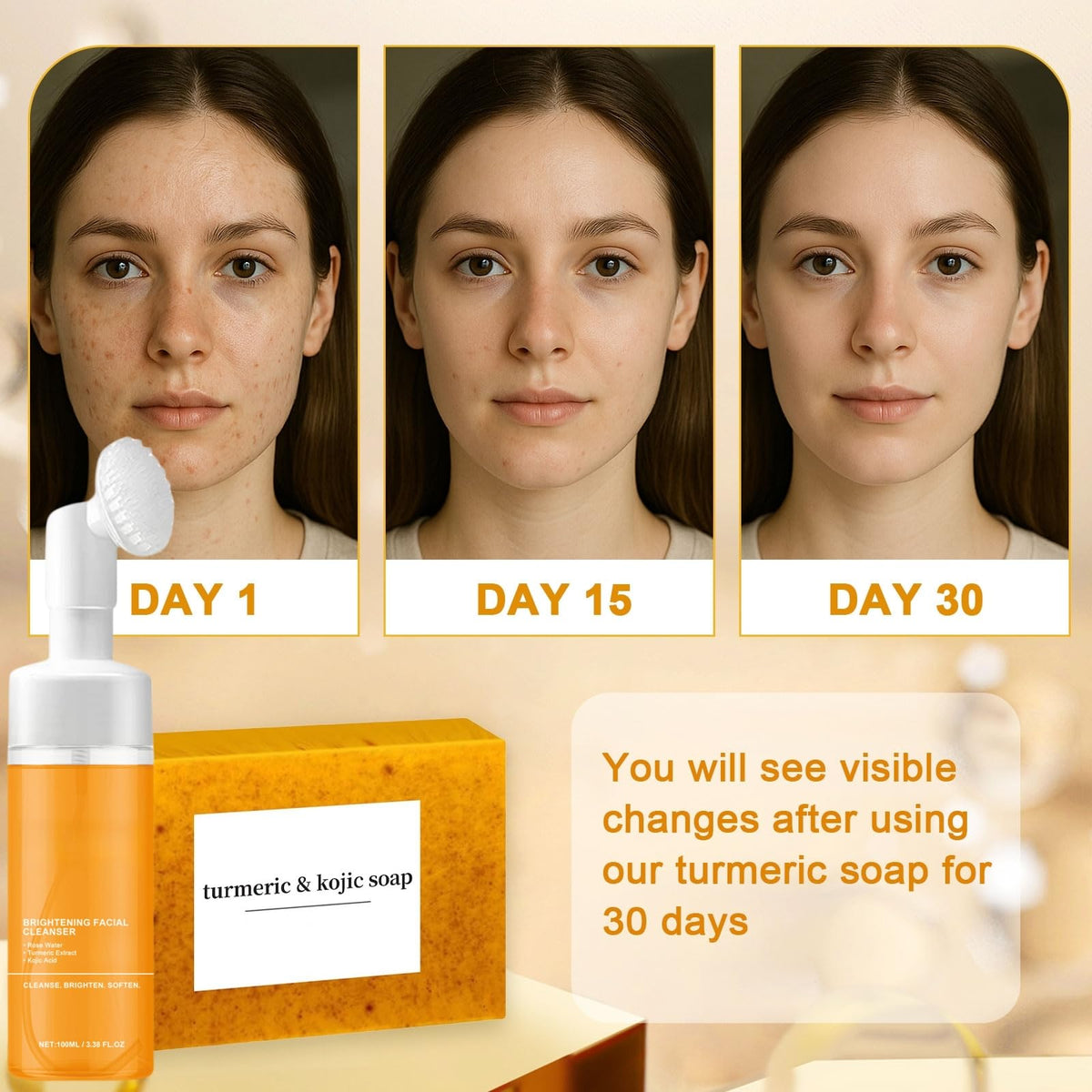 Peehss turmeric face wash with brush foaming action for gentle cleansing.