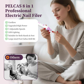 PEL-CAS LED-lit tool aids visibility during delicate cuticle and callus work.