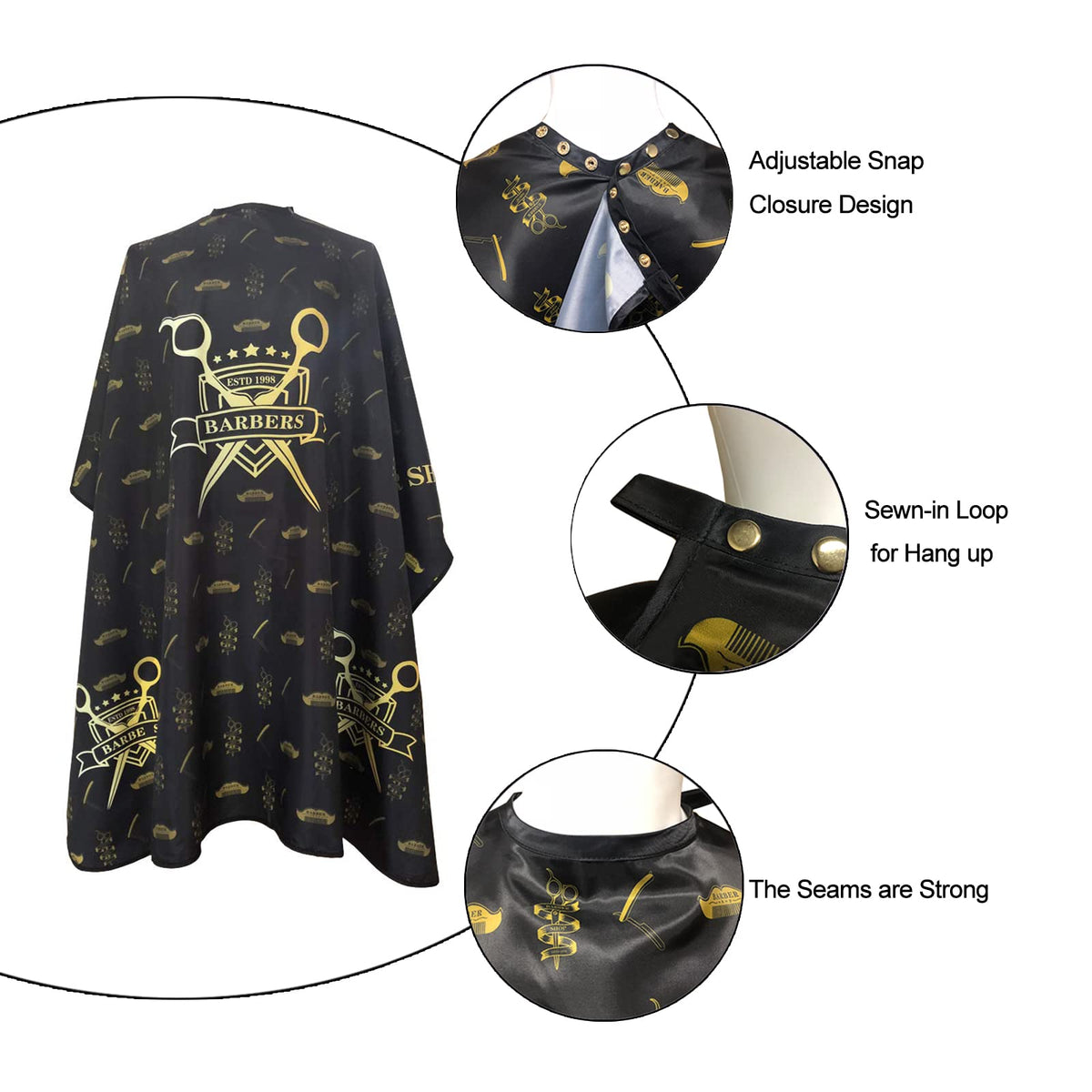 Pelocapa barber cape is machine washable for quick cleaning between clients.
