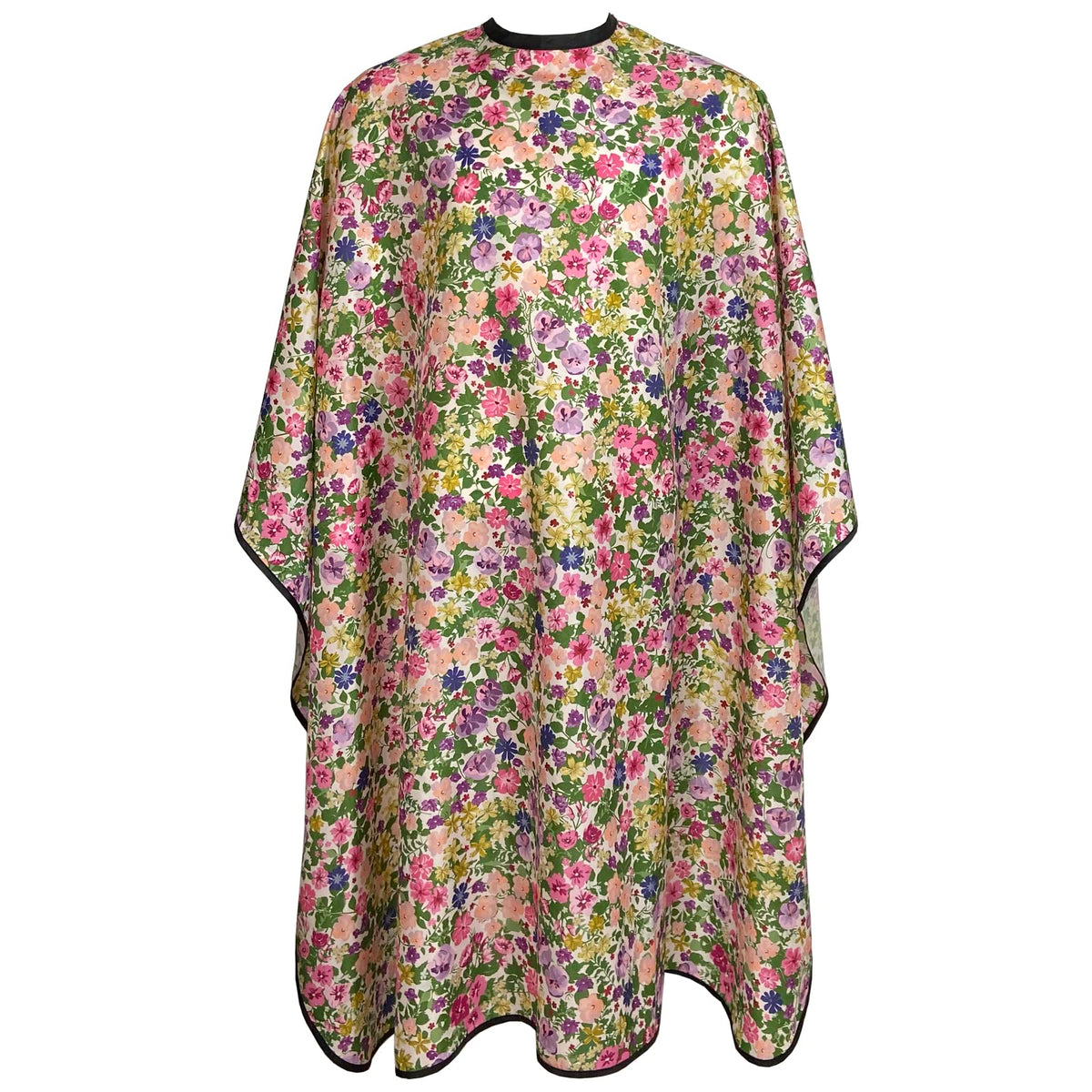 Pelocapa floral-pattern salon cape provides stylish protection during haircuts.