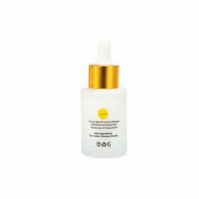 PELO Naturals SPF 50 Serum on skin with dewy, non-white finish.