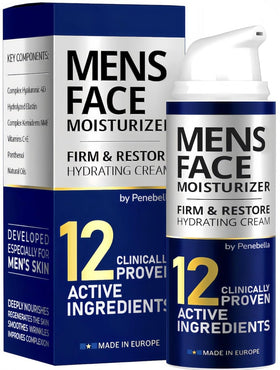 Penebella men's face moisturizer bottle for lightweight, non-greasy hydration