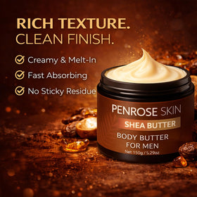 Penrose Skin Body Butter texture close-up illustrating quick absorption and non-greasy feel.