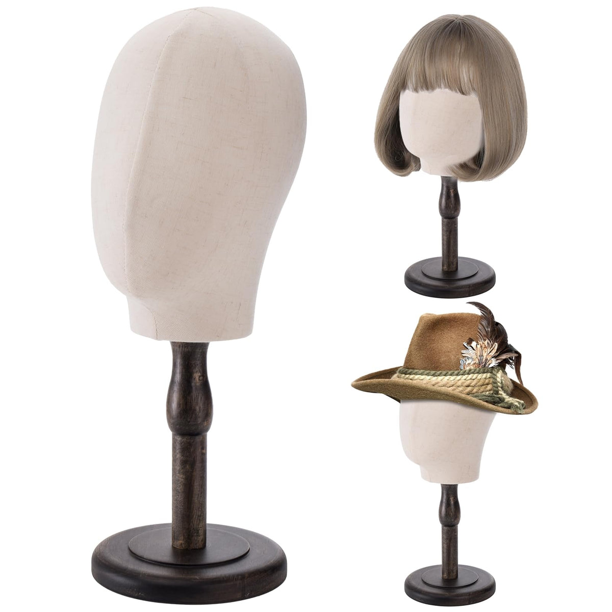 Peohud 21-inch mannequin head with canvas wig stand for precise wig styling