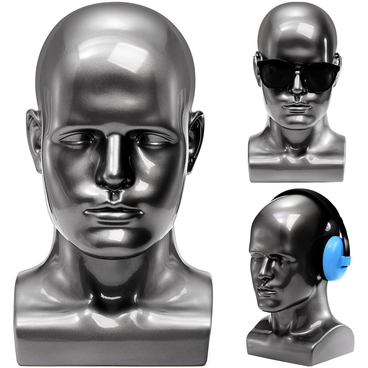 Peohud male mannequin head silhouette for clean wig and hat displays.