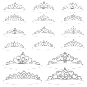 PEOVLVN tiaras in a 16-piece bulk pack for weddings, proms, and festive events.