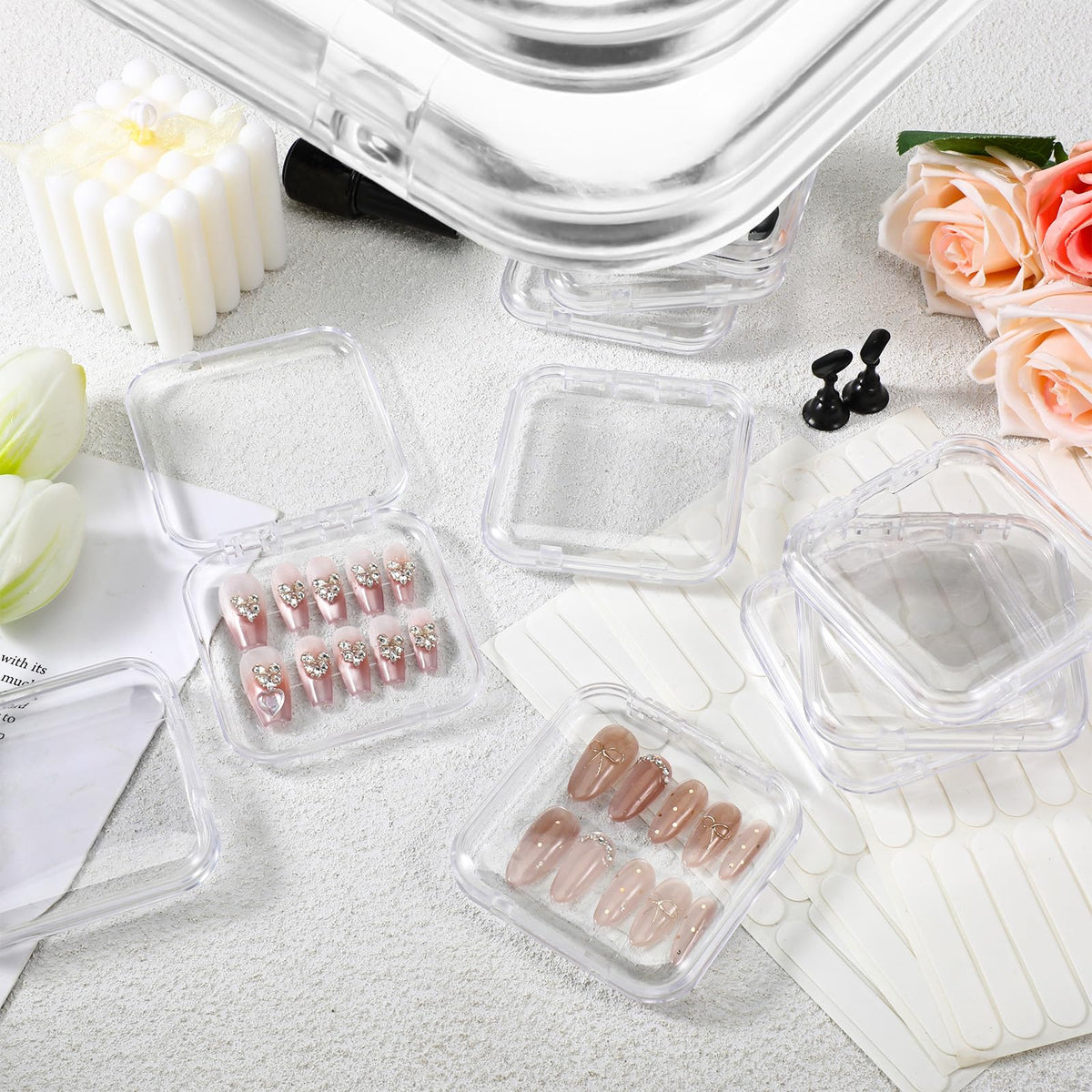 Secure lock keeps nails safe during transport.