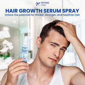 PeptideLabz caffeine and peptide close-up highlighting revitalizing ingredients for hair