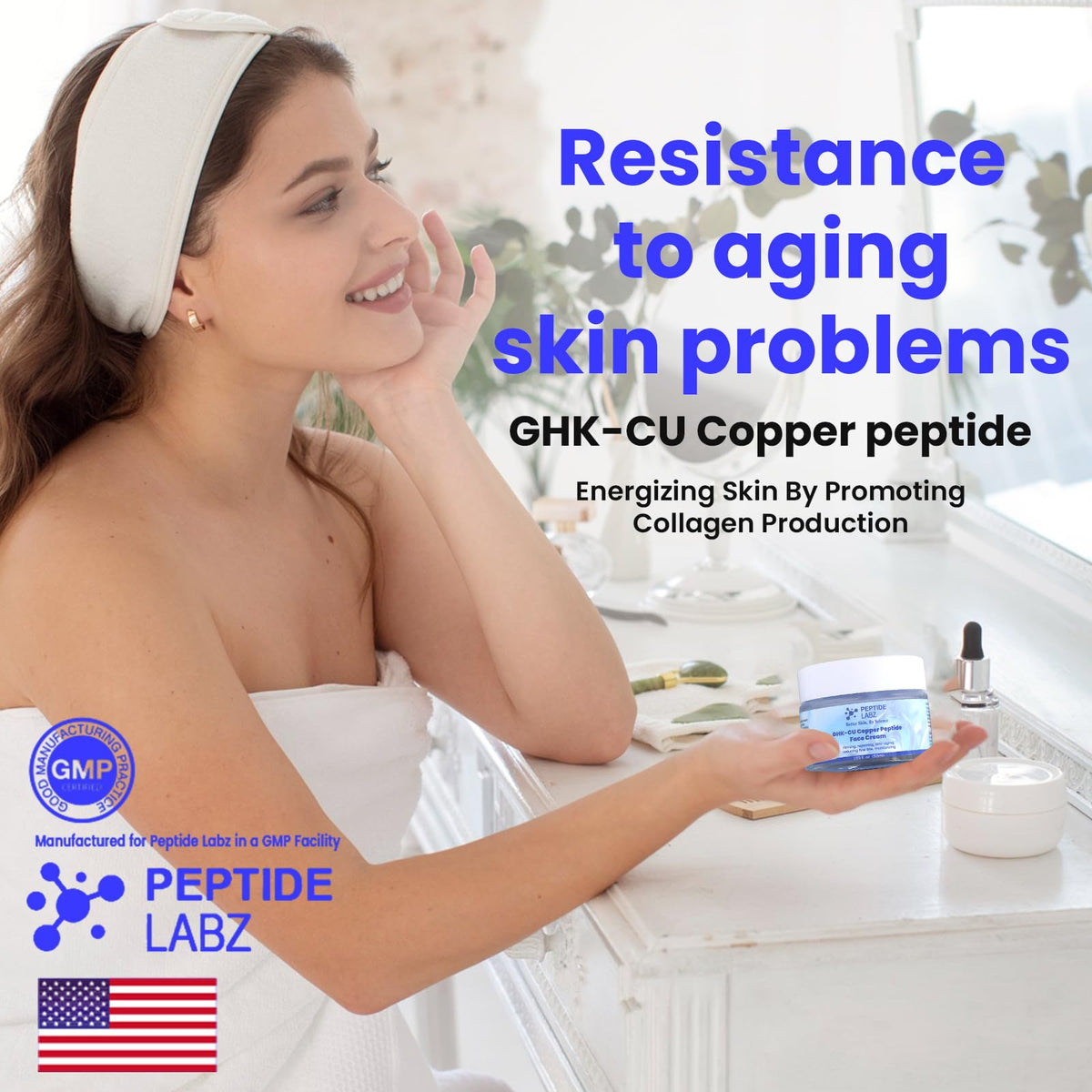 Hyaluronic acid and peptides evoke deep hydration and smoother skin.