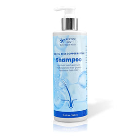 PeptideLabz Copper Peptide Shampoo bottle highlighting premium packaging for hair health